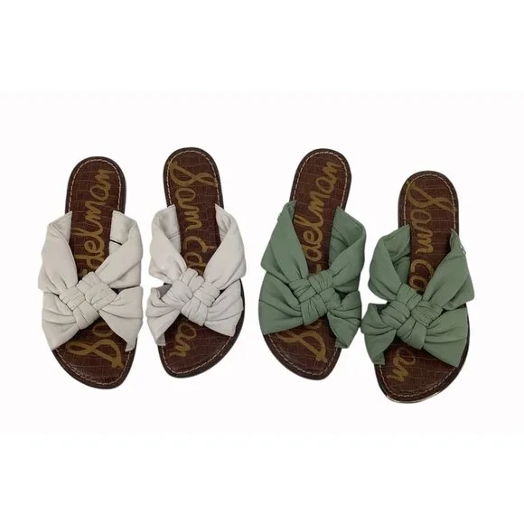 Sam Edelman Womens Knotted Slide Sandals Set Of Two Pairs Leather Upper Size 8 G - Picture 2 of 5